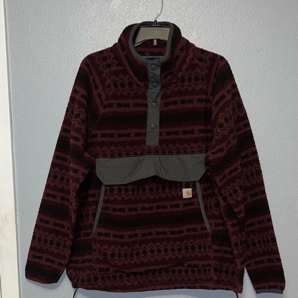 Carhartt Maroon and Black Patterned Women's Sweater - Picture 3 of 7